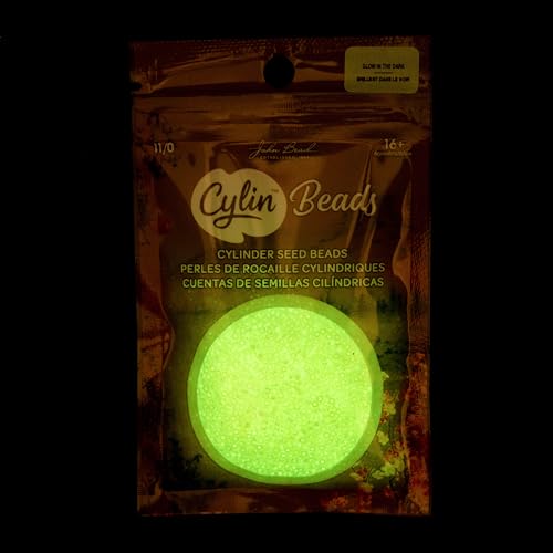 John Bead 25g Cylin Beads Yellow Glow in Dark AB 11/0 Glass Cylindrical Seed Beads for Jewelry Bracelets Necklaces Earrings Making Embroidery - color: Yellow Glow in Dark AB