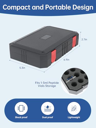 60-Slots 3ml Peptide Case for Fridge and Travel, Insulin & Peptide Vials Storage Case for 1ml 3ml Vials, Portable Vial Storage Case, Compact Travel Case (Black) - color: 60-shots×3ml (Black)