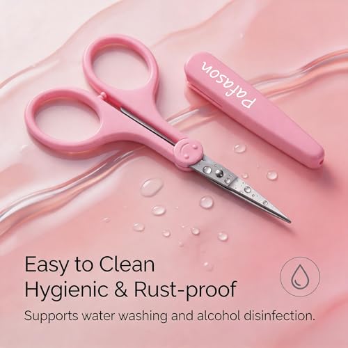 PAFASON Small Travel Sewing Crafting Scissors Set Straight Curved Tip - color: Curved 3.5in Red + Straight 4in Pink