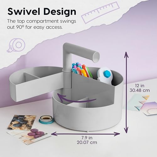 IRIS USA Desk Pencil Organizer |Made in USA| 6 Storage Compartments - Gray - color: Grey
