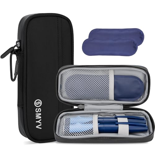 SMYV Insulin Cooler Travel Case with 2 TSA Approved Ice Packs, Black - color: Soft Black