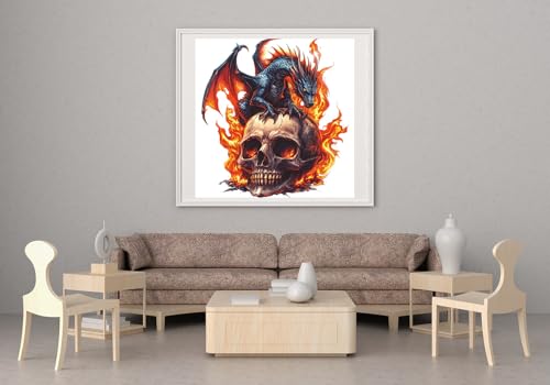 Moohue Stamped Cross Stitch Kits for Adults Animal Dragon and Skull 14CT Pre Printed Cross Stitch Kits for Beginners (Animal Dragon and Skull) - color: Animal Dragon and Skull