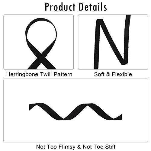 Willbond 100% Cotton Twill Tape 1/2 Inch X 25 Yards Herringbone,None - color: Black, size: 3/8 Inch, 27 Yards