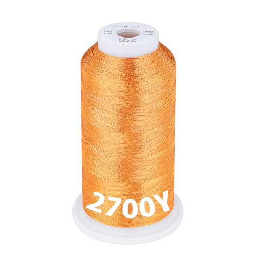 Simthread 2700 Yards Metallic Embroidery Machine Thread - Pumpkin MS-003, 40wt High-Sheen King Spool, Smooth Running & Break Resistant for Commercial & Home Embroidery Machines - color: Pumpkin MS-003