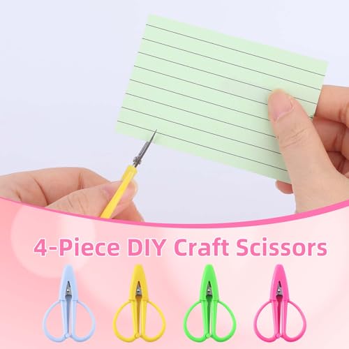 4pcs Mini Scissors, Small Sharp Multipurpose Scissors with Protective Caps for Needlepoint Sewing Embroidery Travel DIY Paper Cutting & Precision Crafts (4 Colors) - color: Pink, Yellow, Green, Blue