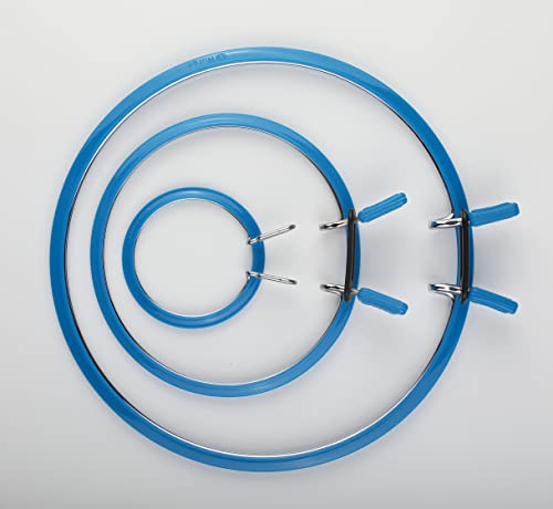 Nurge Premium Quality, Metal Spring Tension Embroidery Hoops, Cross Stich Hoop, Darning Hoops, Embroidery Tension Shed (Blue, Siz Mix) - color: Blue, size: Mix Sizes