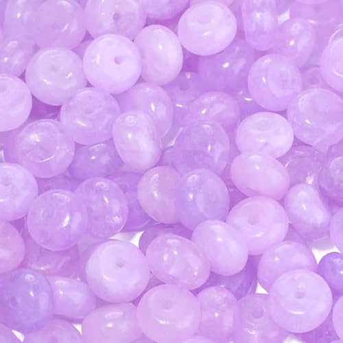 5x8mm 100Pcs Natural Purple Rondelle Beads for Jewelry Making Loose Spacer Abacus Disk Beads Gemstone for Bracelets Necklace DIY Crafts - color: Purple