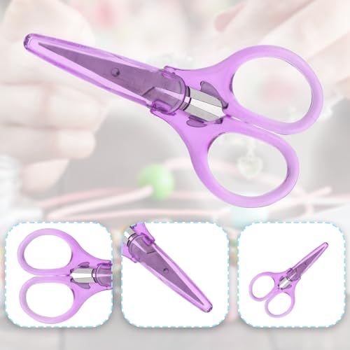 3 Pc Small Craft Scissor 3" Tiny Travel Scissor with Cover Pink/Purple/Blue