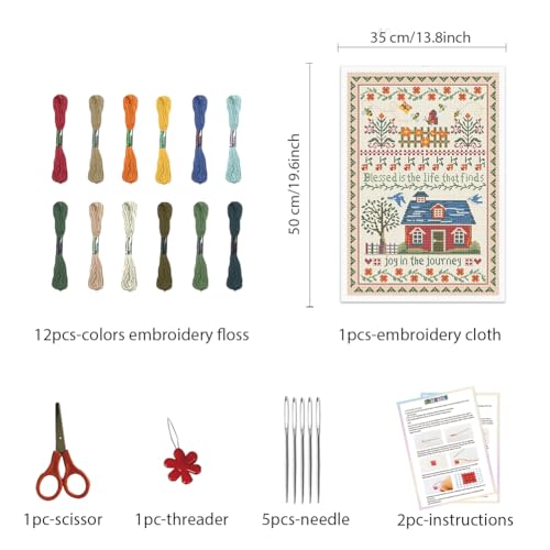 FREEBLOSS Cross Stitch Wall Hanging Kits Joy in The Journey 13.8 * 19.7inch