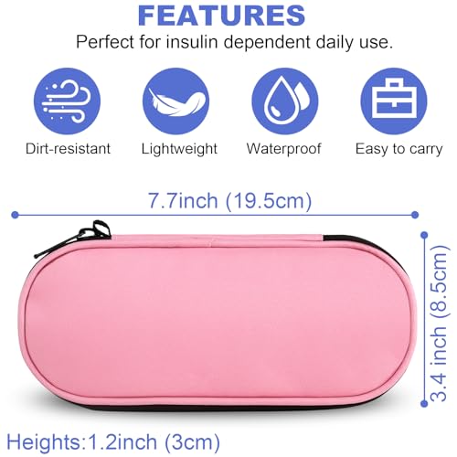 CDBXPRG Insulin Pen Cooler Travel Case, 2 TSA Approved Ice Packs Pink - color: Pink