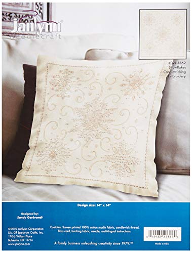 Janlynn Candlewick Decorative Pillow, Snowflake, Beige