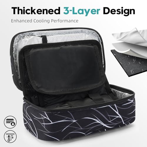ALLCAMP Insulin Cooler Travel Case Diabetic Medication Cooler with 4 Ice Pack - Medical Cooler Bag Portable and Reusable Black White(9X 4.72x 3.14 inches) - color: Black White