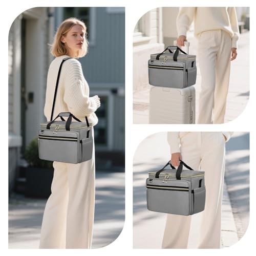 Anitor Large Crochet Bag Knitting Bag Yarn Storage Tote, Yarn Storage, Gray - color: gray