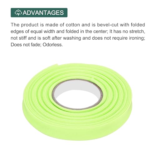 MECCANIXITY 1/2 Inch Double Fold Bias Tape Polyester Continuous Bulk Bias Tape for Sewing, Seaming Quilting Hemming Binding Crafts (Light Yellow 6 Yards) - color: Light Yellow, size: 1/2 Inch x 6 Yards