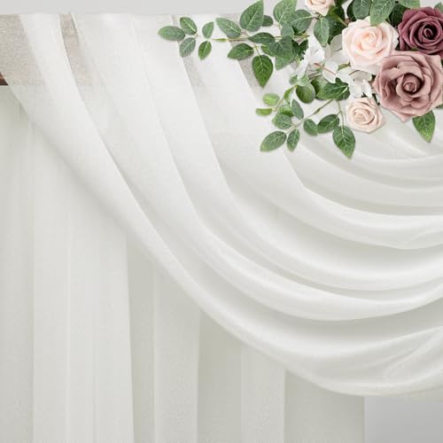 Wedding Arch Draping Fabric 2 Panels Ivory Sheer Backdrop Drapes - color: Ivory, size: 2 Panels