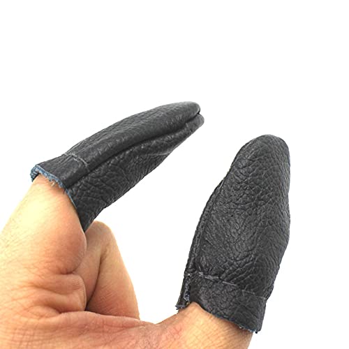 SUKPSY 3 Pairs Leather Finger Protector Thimble Hand Sewing Thimble Finger Guards Pads for Hand Craft Sewing Needlework Needle Felting Knitting(Random Color)