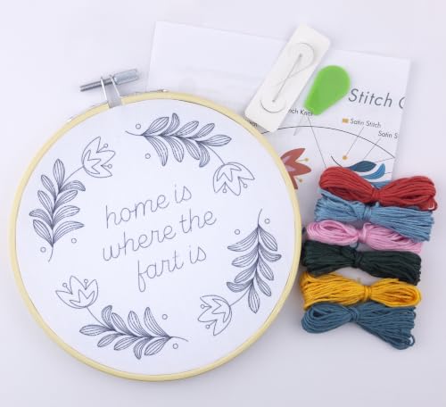 FUNATIC Home is Where The Fart is Funny Embroidery Kit for Adults - color: Home Is Where The Fart Is