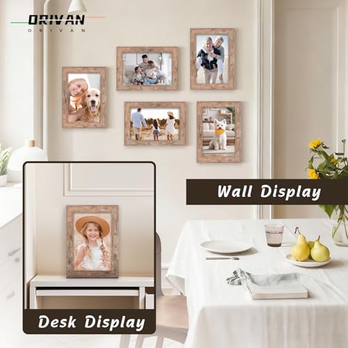 4x6 Picture Frame Wood 4x6 Frame for Wall and Tabletop Vintage Brown - color: Brown, size: 4x6
