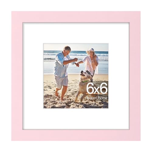 decorUhome 6x6 Picture Frame Fits 4x4 Photos with Mat, Pink - color: Pink, size: 6x6