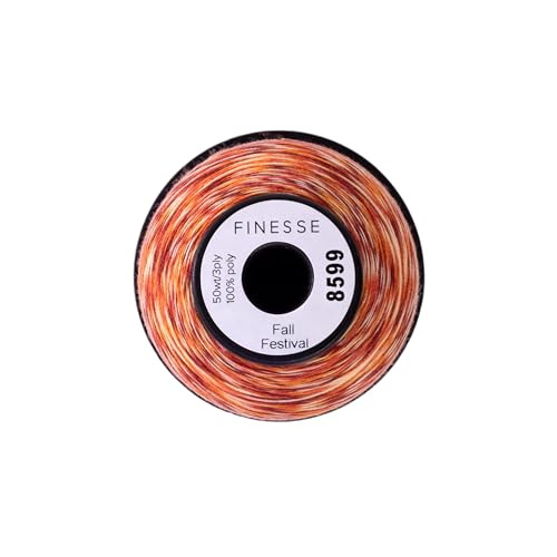 Finesse Variegated Thread | 100% Polyester, 3ply, 50wt | 1100yds Stackable Thread Cones for Quilting and Sewing… (Fall Festival) - color: Fall Festival