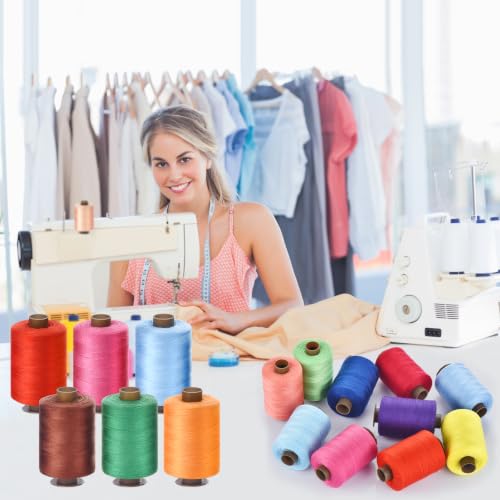 24 Pcs Sewing Thread Kit, 1000 Yards Each Spool 402 Polyester Thread with Sewing Needle & Threader, Sewing Threads for Sewing Machine, Hand Stitching, Embroidery - color: 24colorful
