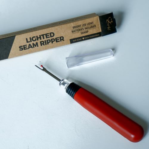 Madam Sew Lighted Seam Ripper with LED Light Illumination | Remove Stitches and Seams with Precision | Thread Ripping Sewing Tool