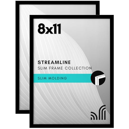 Americanflat 8x11 Picture Frame 2-Pack - Slim Molding - Black - size: 8x11
