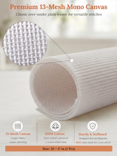2 Pack 13 Mesh Needlepoint Canvas with Selvedge Direction Marked
