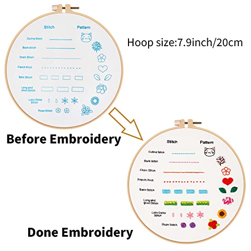 Louise Maelys Embroidery Kit for Beginners 8 Stitch Practice Set - color: kit-1