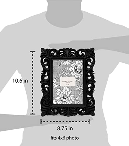 Laura Ashley 4x6 Black Vintage Inspired Resin Scroll Design Picture Frame - color: Black, size: 4x6