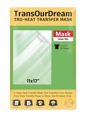 TransOurDream Heat Transfer Mask & Iron on Tape (11"x17", 10 Sheets)- Iron-On Clear Positioning Film for Dark Transfer Paper & Printable HTV on Shirts - color: Mask-Dark, size: 10 Sheets