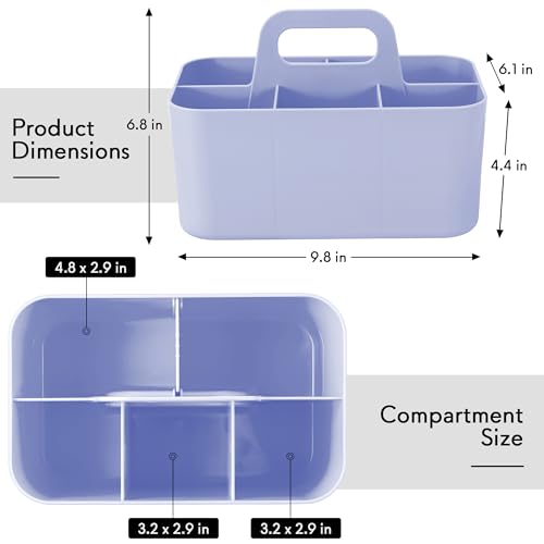 Tiawudi Multipurpose Caddy Organizer, Plastic Caddy with Handle, Stackable Desk Organizer for Stationery, Marker and Pencil, Office Supplies Organizer, Dorm Caddy - color: Violet, size: Rectangle