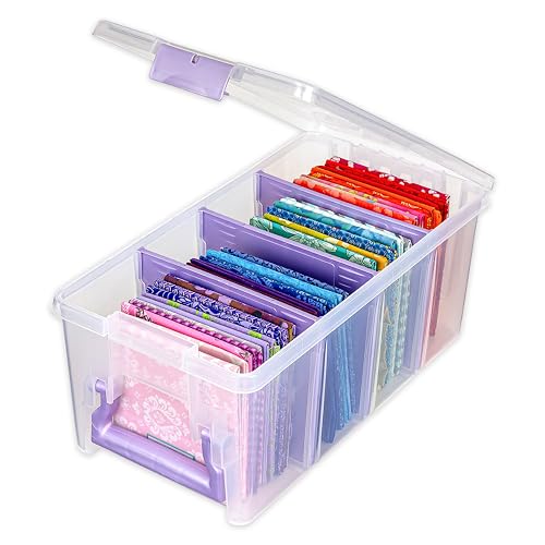 ArtBin Semi Satchel Portable Craft Organizer with 3 Dividers - Clear Plastic Storage Case for Art & Craft Supplies - color: Purple