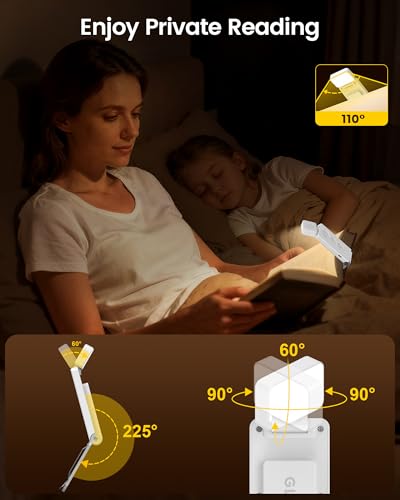 Glocusent Book Light for Night Reading, 12 LED Rechargeable Lamp - color: White