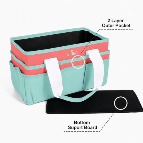 JJRING Craft Organizer Tote Bag Art Storage Caddy Green and Orange - color: Green&Orange, size: Small