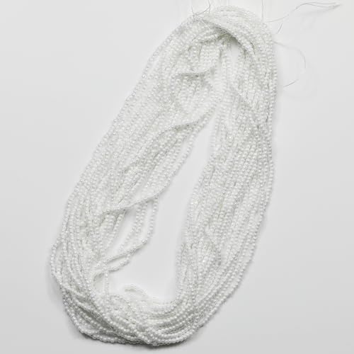 11/0 Glass White Pearl Color Seed Beads Hanks (1 Hank 3 Meters) Total 3 String Hanks About 6000pcs, 9 Meters String Clear AB Seed Beads Strand Hanks (White Pearl) - color: White Pearl