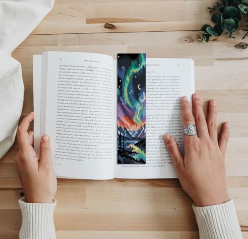 NEGEKFKX 6 Pcs Starry Sky Cross Stitch Bookmark Kit for Adult Beginners - color: Cross stitch bookmark-12