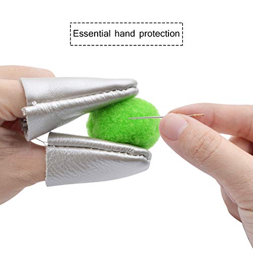 10pcs(5 Pairs) Cowhide Felting Finger Protector Thimble Leather Gloves Finger Guard Finger Cots,Random Color