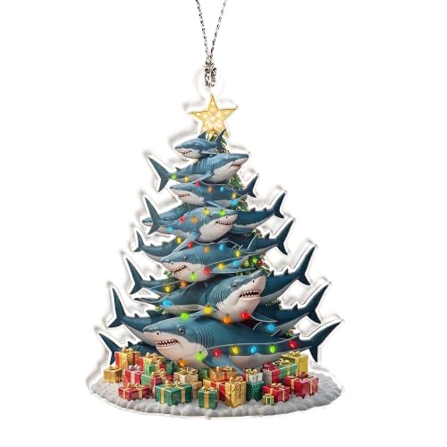 Shark Tree Funny Christmas Ornaments - color: Shark Tree