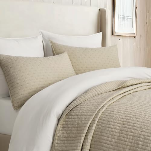 EverGrace 100% Cotton Cross Stitch 3-Piece Quilt Set, King, Driftwood - color: Driftwood, size: King/Cal King (108" X 96")