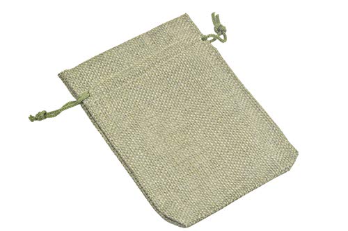 Sansam 50pcs 4.0X5.60 Inch Drawstring Burlap Gift Bags, Jute Jewellery Pouches, Small Army Green Lining Burlap Favor Sacks For Herb, Spices, Jute Treat Bags for Christmas, Wedding, Party - color: Army Green