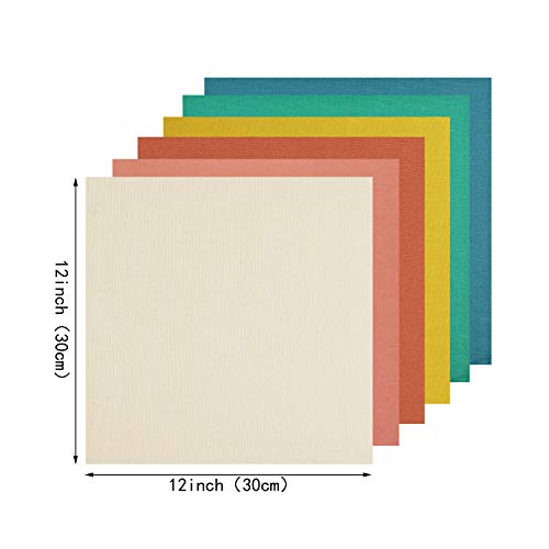 Embroidery Fabric-6 Pcs 6 Solid Colors Linen Needlework Fabric Cross Stitch Cloth for DIY Art Craft Handwork … - size: 12*12 inch