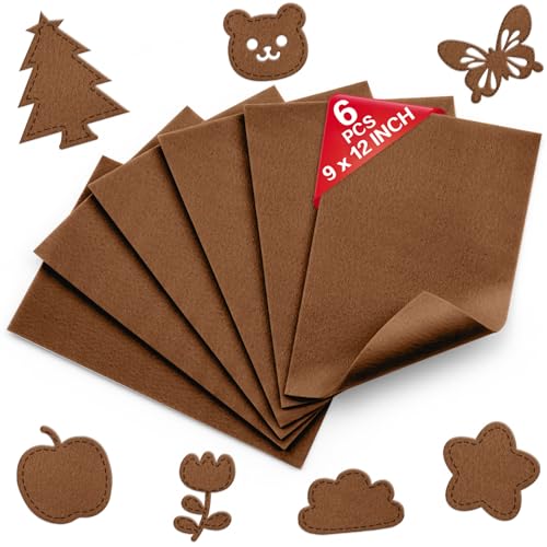 Cognac Soft Felt Sheets for Crafts, 9" x 12", 1.6mm Thick, 6 Pcs - color: Cognac