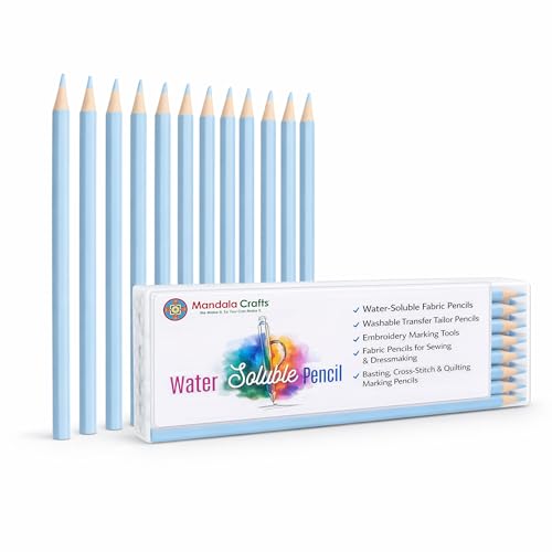 Mandala Crafts Light Blue Water Soluble Fabric Pencils for Sewing Quilting - color: Light Blue
