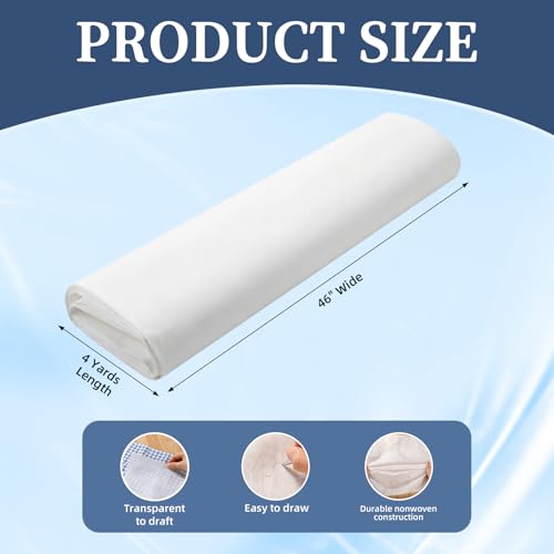 YooNotee Non Woven Precut Pattern Drafting Paper for Sewing, 46 in X 4 yd - size: 46 in X 4 yd