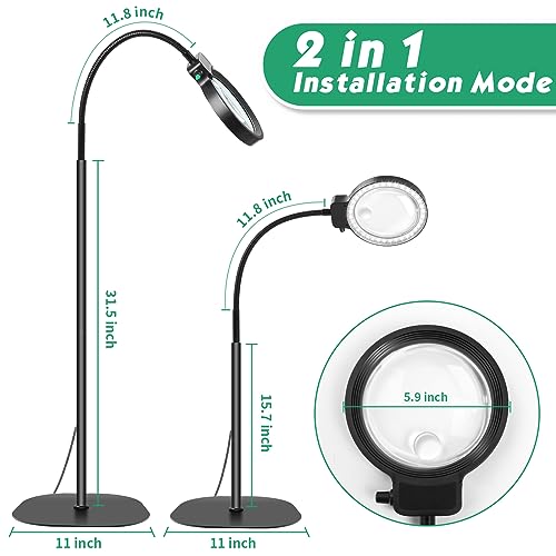 Large 10X Rechargeable Hands Free Magnifying Glass for Reading with Light