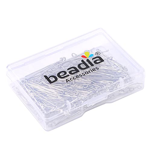 BEADIA Platinum Plated Open Eye Pins Non Tarnish 30mm 150pcs for Jewelry Making Findings - color: Open Eye Pins Platinum, size: 30x0.7mm