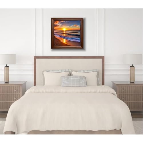 niurenmaoyi Stamped Cross Stitch Kits for Beginners,Counted Embroidery Craft Kits for Adults,Needlepoint Kits for Adults,Sunset Landscape Beach Wall Art 13.8X13.8In - color: Cross Stitch Kits0227-04