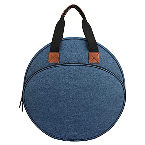 EXCEART Embroidery Project Handbag Embroidery Tool Tote Bag with Large Circular Opening Front Elastic Slots Inner Zipper Pocket 13.77 X 13.77 X 2.36 in for Kits Storage and Travel - color: Blue