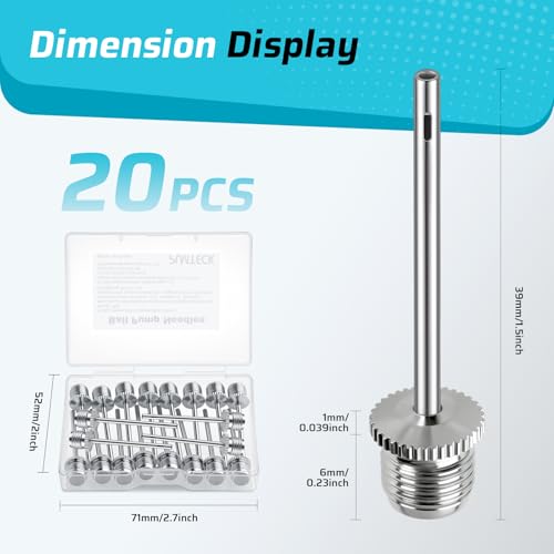 Pumteck 20pcs Ball Pump Inflation Needles with Portable Storage Case